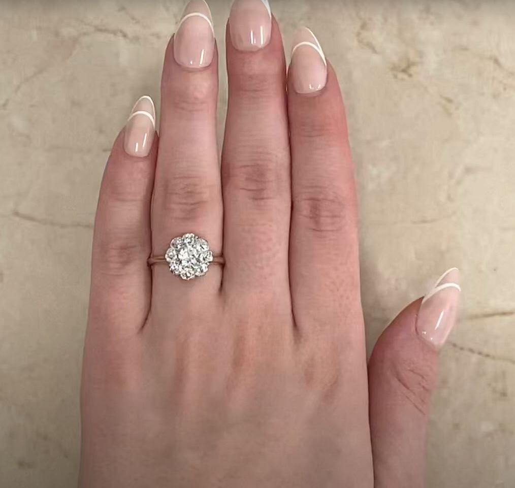 Antiker 0,55 Karat Diamant-Cluster-Ring, H Farbe, Platin & 18 Karat Gelbgold 3