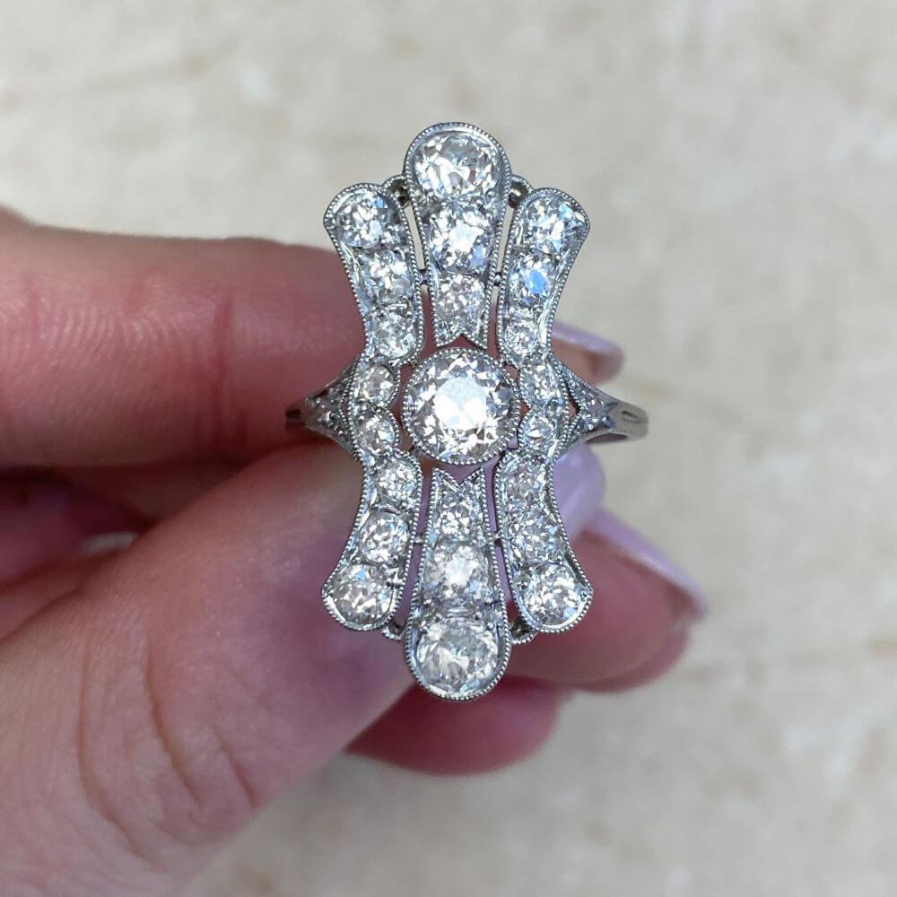 Antiker Diamantring mit alteuropäischem Schliff (ca. 0,50 Karat), Farbe I, Platin im Angebot 2