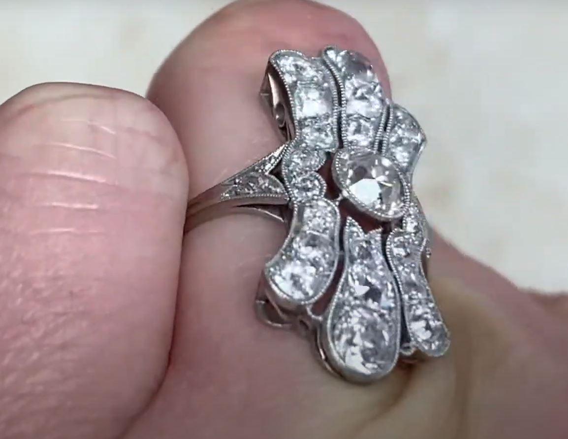 Antiker Diamantring mit alteuropäischem Schliff (ca. 0,50 Karat), Farbe I, Platin (Art déco) im Angebot