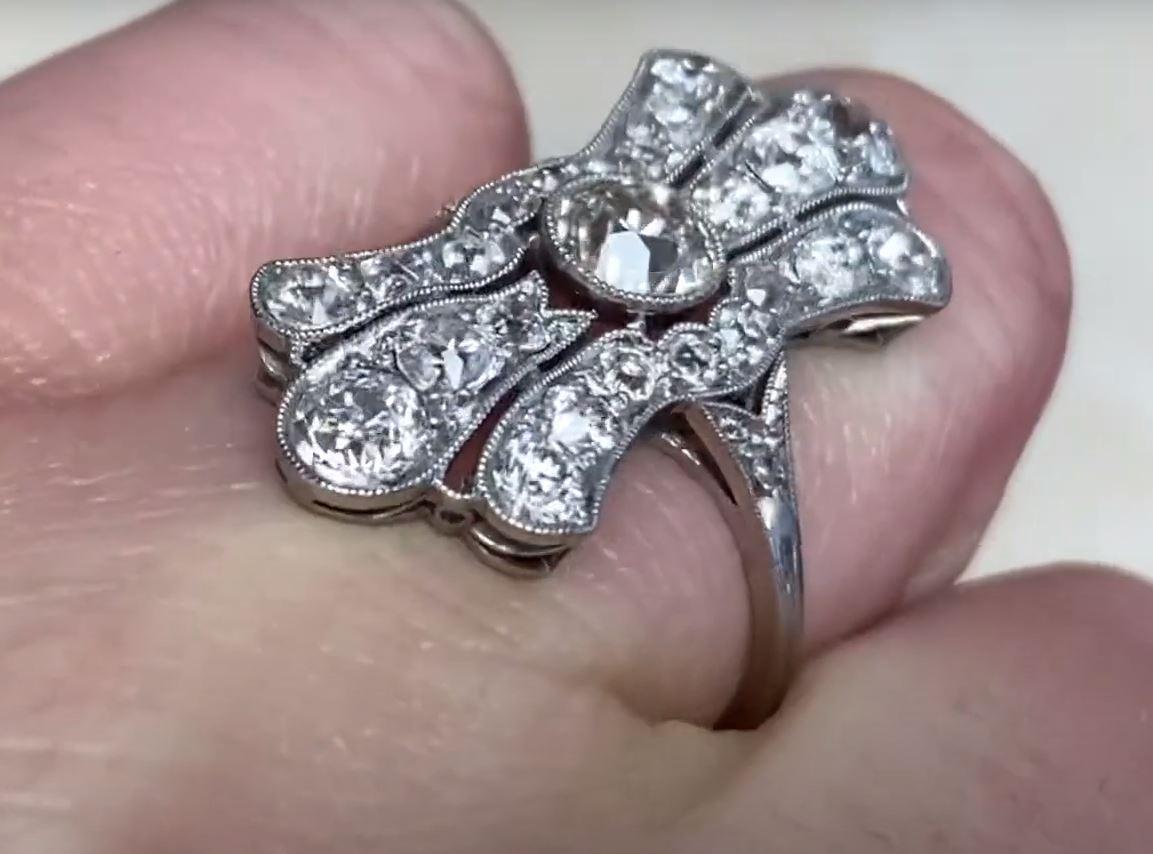 Antiker Diamantring mit alteuropäischem Schliff (ca. 0,50 Karat), Farbe I, Platin (Alteuropäischer Schliff) im Angebot
