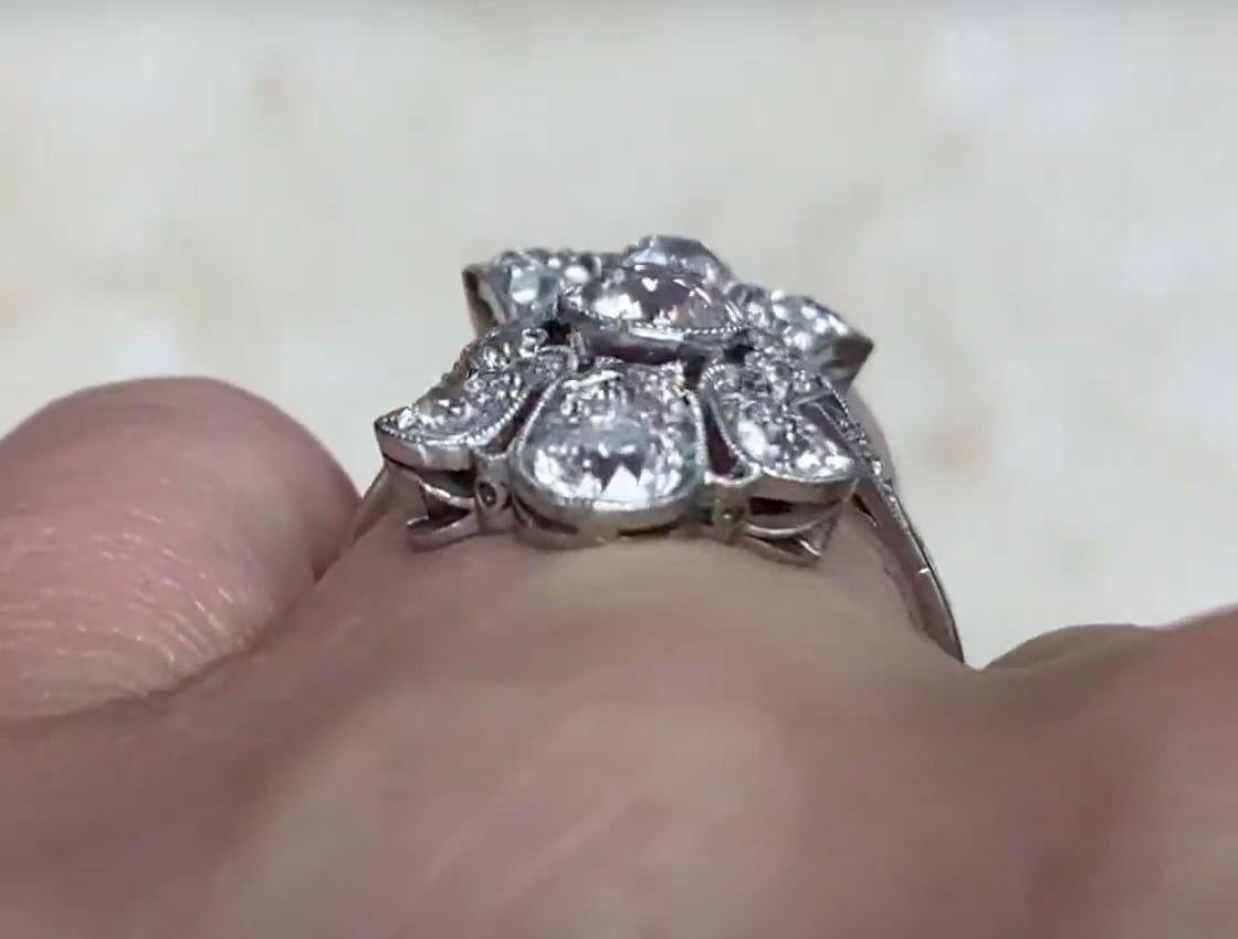 Antiker Diamantring mit alteuropäischem Schliff (ca. 0,50 Karat), Farbe I, Platin im Zustand „Hervorragend“ im Angebot in New York, NY