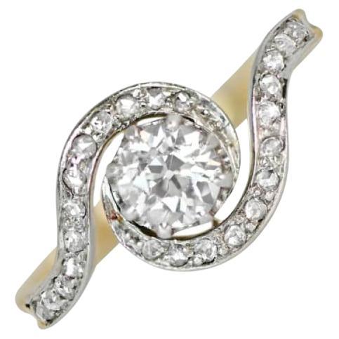Antique 0.55ct Old European Cut Diamond Engagement Ring, 18k Yellow Gold