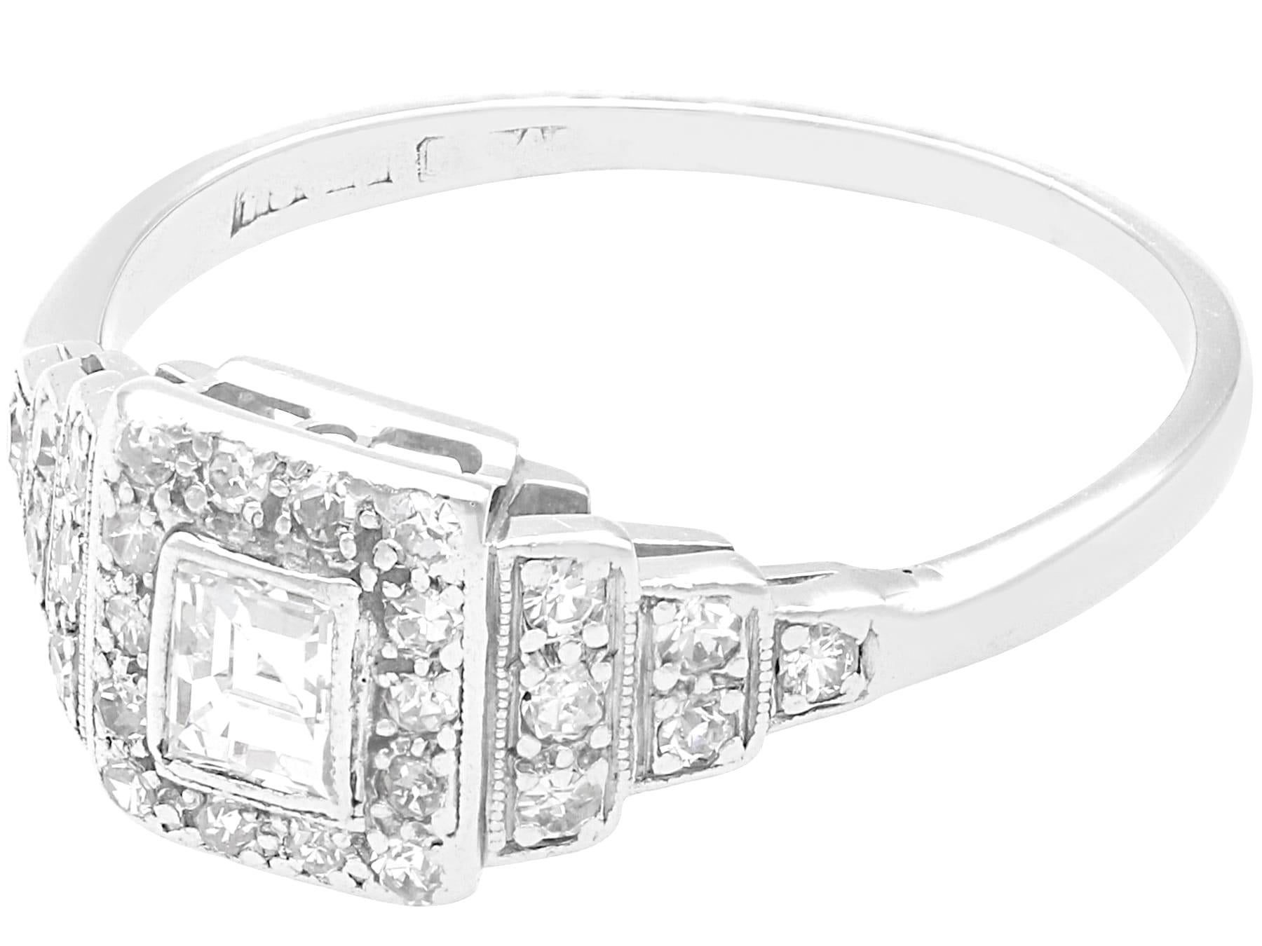 Art Deco Antique 0.56 Carat Diamond and 18k White Gold Solitaire Ring  For Sale