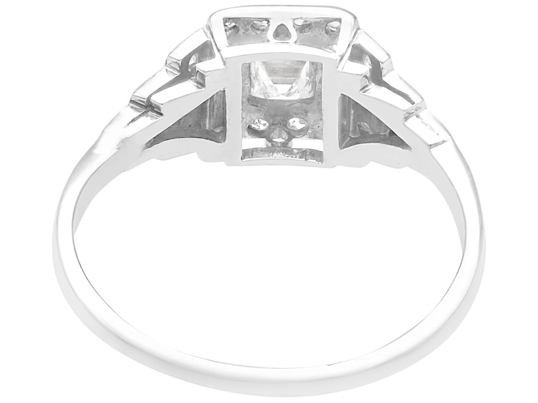 Asscher Cut Antique 0.56 Carat Diamond and 18k White Gold Solitaire Ring  For Sale