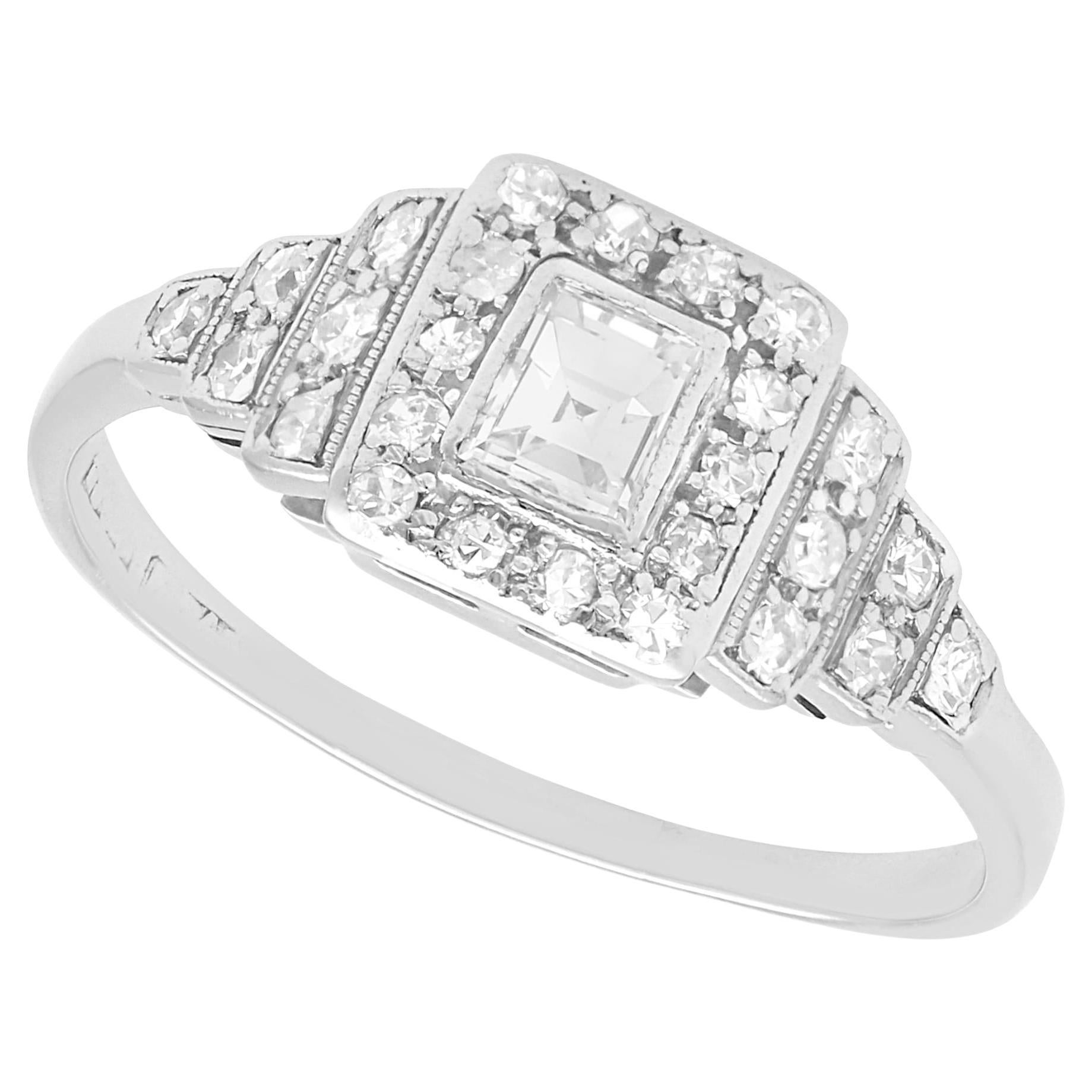 Antique 0.56 Carat Diamond and 18k White Gold Solitaire Ring  For Sale