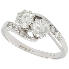 Antique 0.56 Carat Diamond and White Gold Toi et Moi Ring