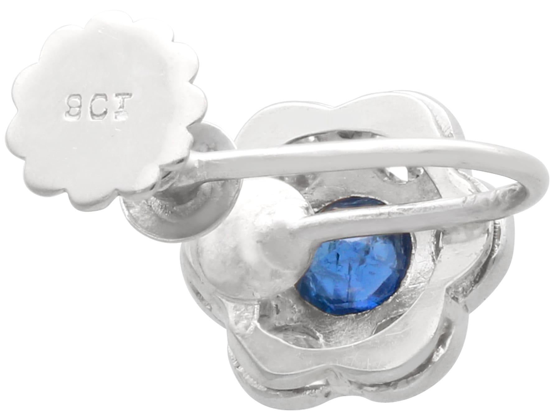 Antique 0.56 Carat Sapphire and 0.60 Carat Diamond Platinum Earrings Circa 1920 For Sale 1