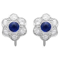 Antike Platin-Ohrringe mit 0,56 Karat Saphir und 0,60 Karat Diamant, um 1920