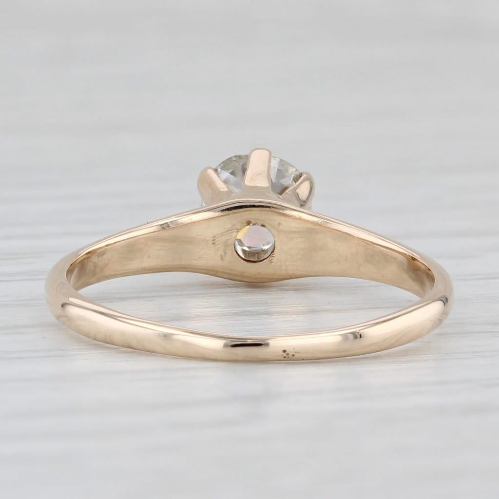 Old European Cut Antique 0.58ct Old European Diamond Solitaire Engagement Ring 14k Gold Size 7.75 For Sale