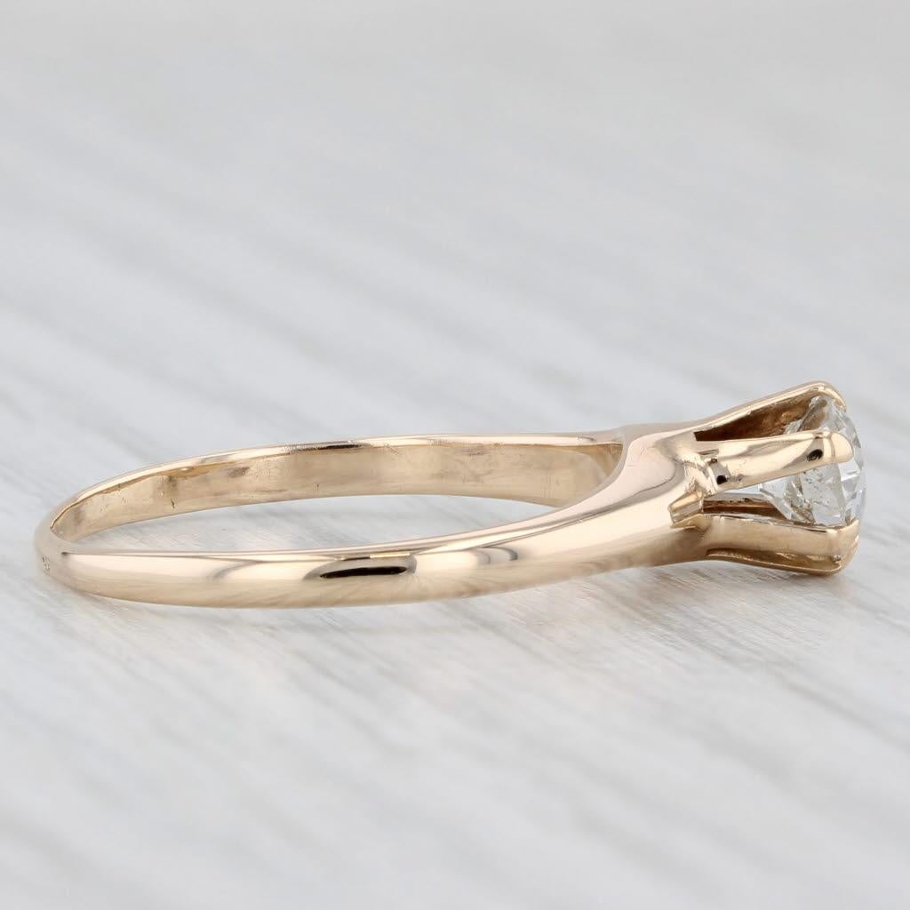 Women's or Men's Antique 0.58ct Old European Diamond Solitaire Engagement Ring 14k Gold Size 7.75 For Sale
