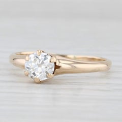 Anillo de compromiso solitario con diamante europeo antiguo de 0,58 ct Oro de 14k Talla 7,75