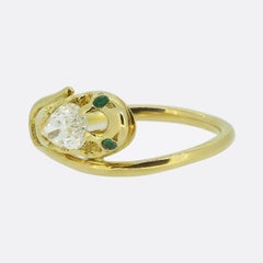 Antique 0.60 Carat Diamond and Emerald Snake Ring