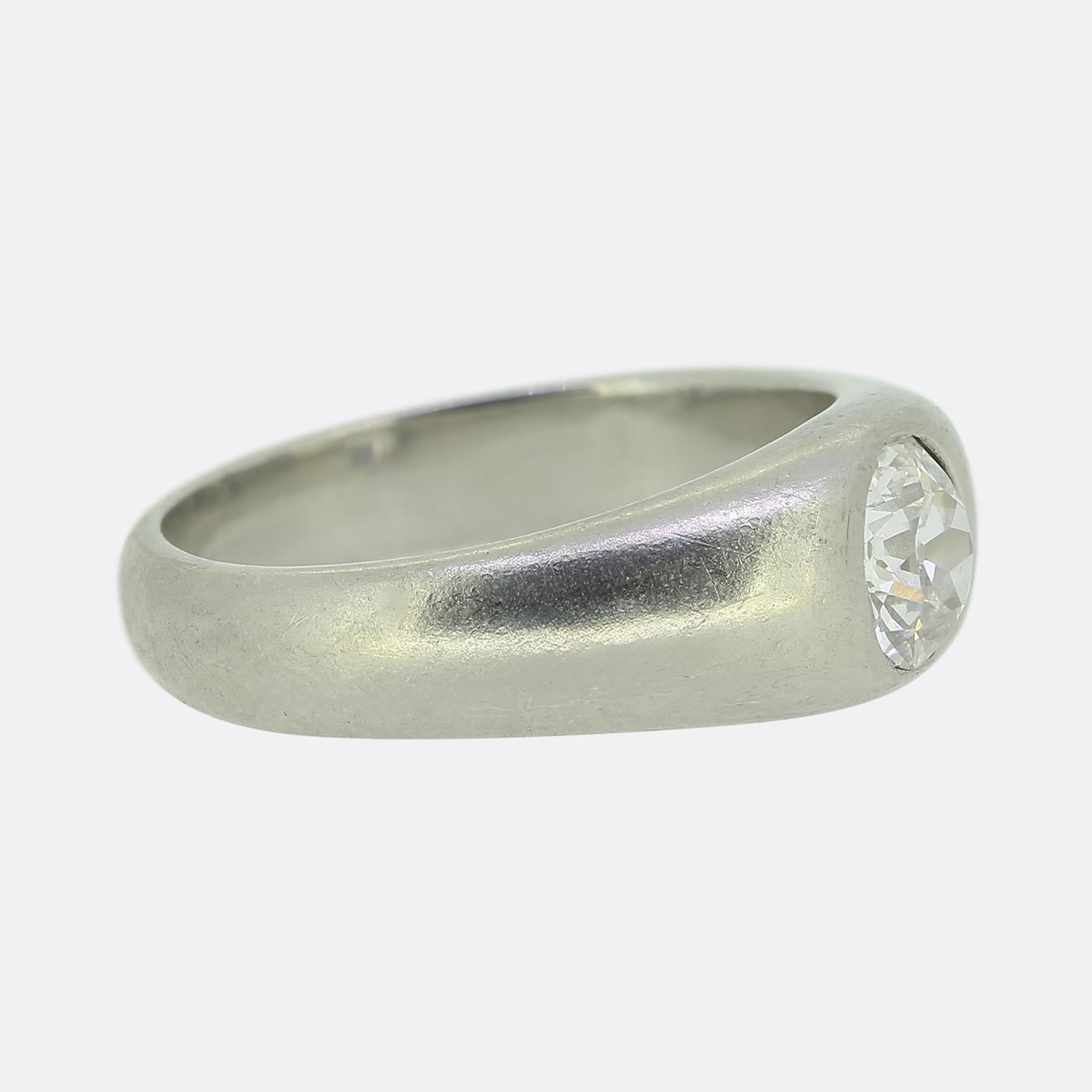 Old Mine Cut Antique 0.60 Carat Old Cut Diamond Gypsy Ring For Sale