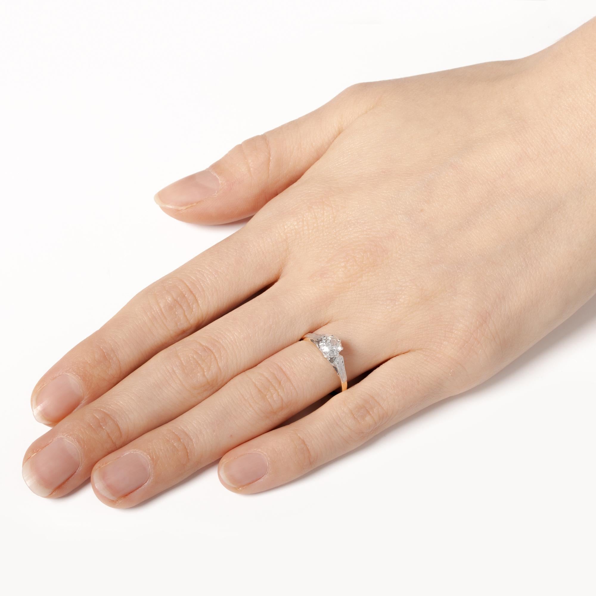 Antico solitario di diamanti da 0,60 carati, anni '30 ca. In condizioni buone in vendita a London, GB