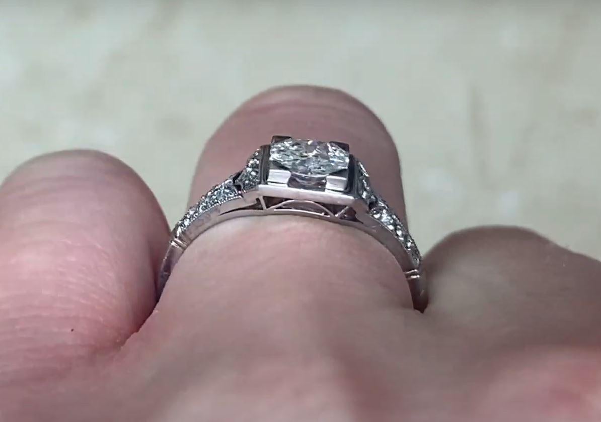 Antique 0.60ct Old European Cut Diamond Engagement Ring, I Color, Platinum 2
