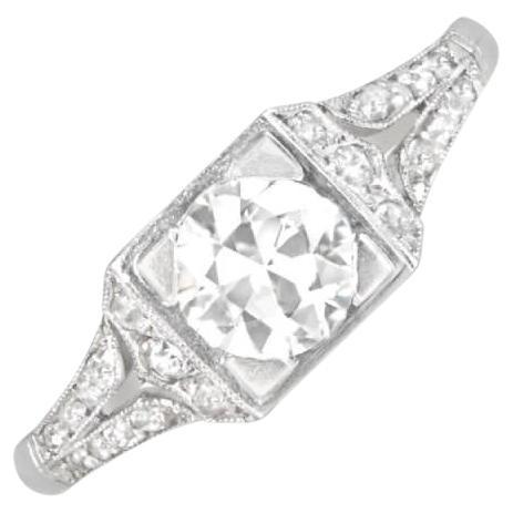 Antique 0.60ct Old European Cut Diamond Engagement Ring, I Color, Platinum