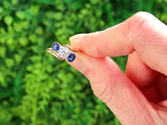 Antique Sapphire and Diamond Twist Ring in 18k Yellow Gold