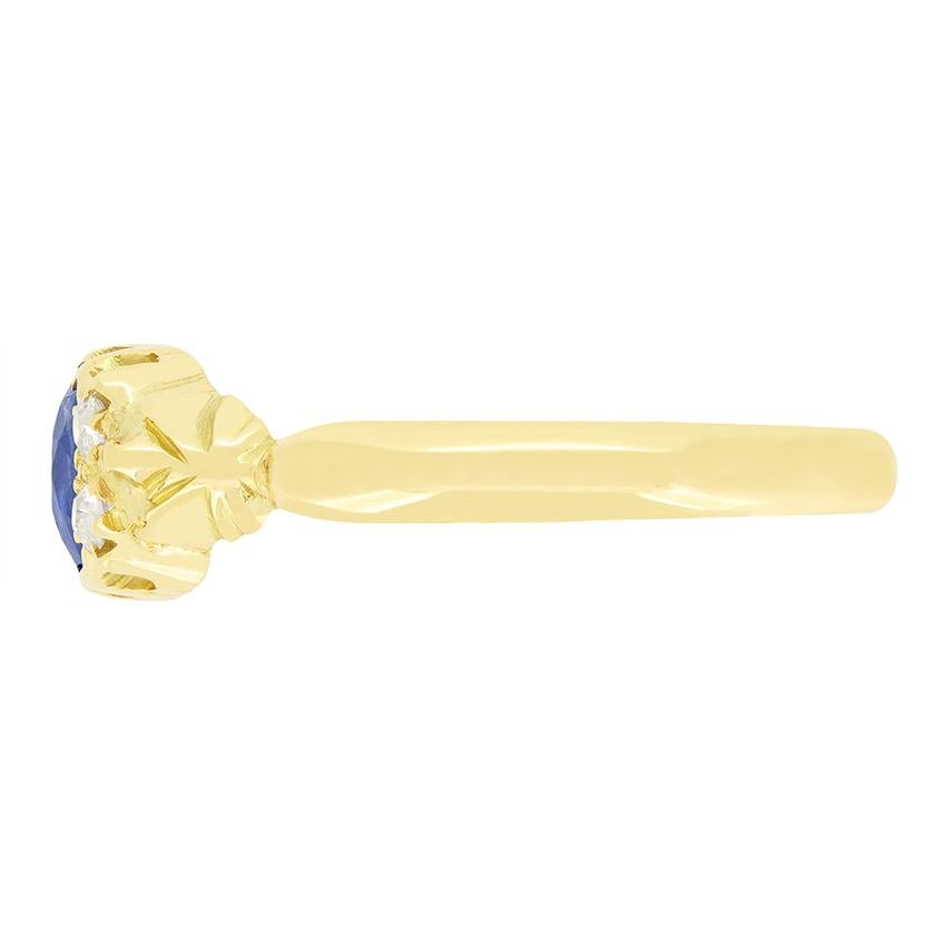 Victorian Antique 0.60ct Sapphire and Diamond Ring, hallmarked 1902 For Sale