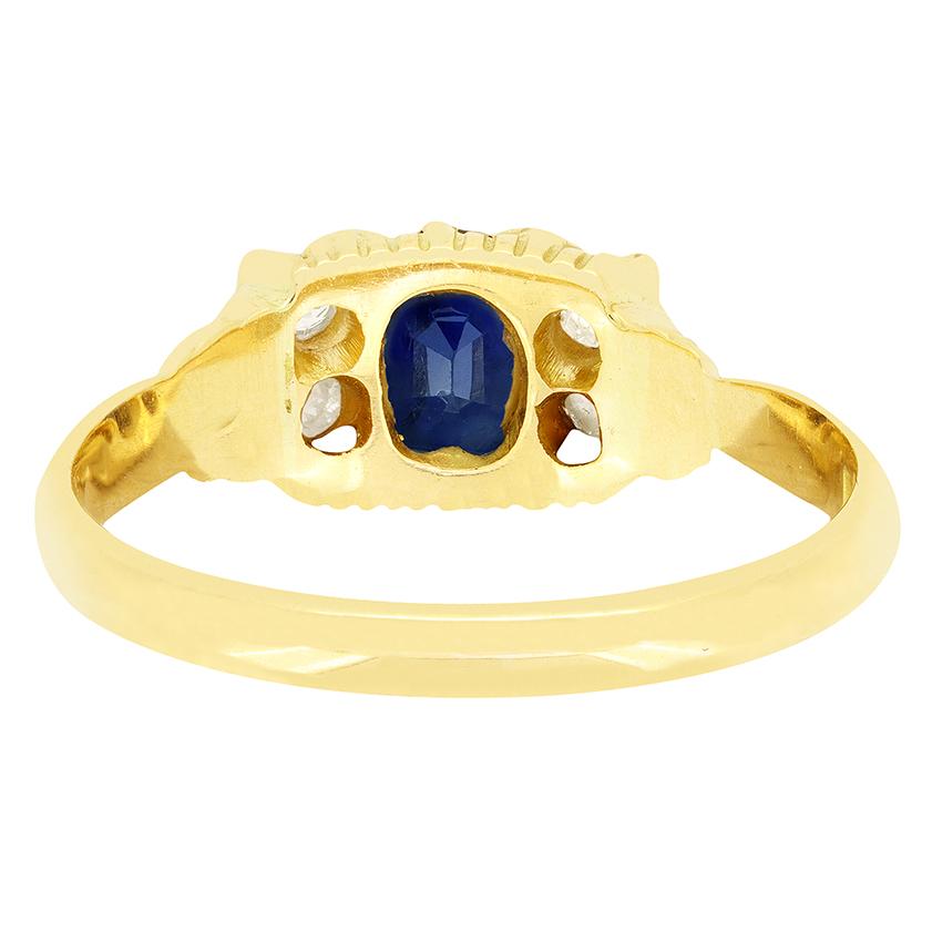 Oval Cut Antique 0.60ct Sapphire and Diamond Ring, hallmarked 1902 For Sale