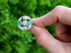 Antique 0.61 Carat Emerald and 1.45 Carat Diamond 18k White Gold Ring Circa 1920