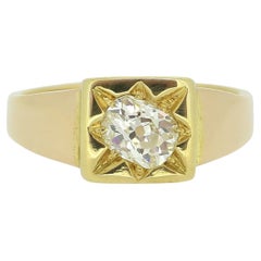Antique 0.61 Carat Old Cut Diamond Signet Ring