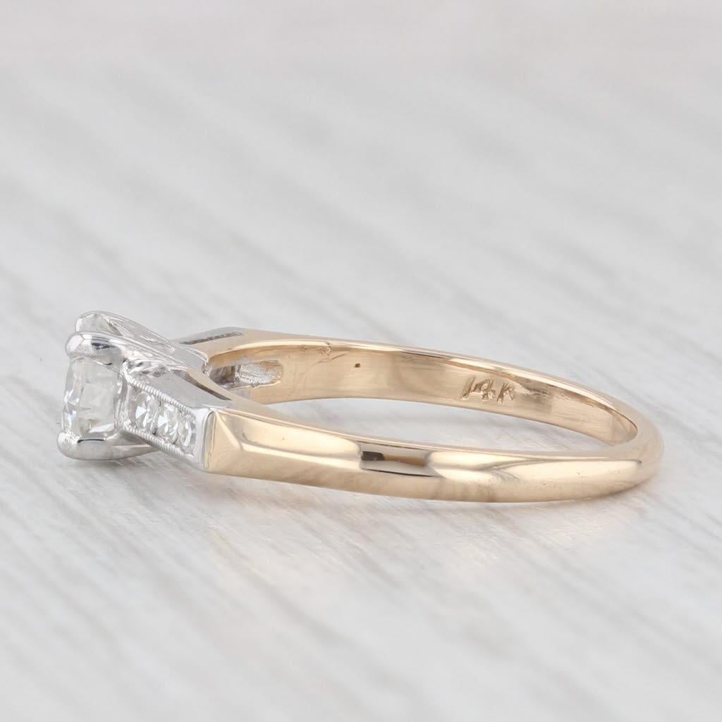 Gemstone Information:
- Natural Diamond -
Carats - 0.50ct 
Cut - Transitional
Color - I
Clarity - SI1  

- Natural Diamonds -
Total Carats - 0.12ctw
Cut - Single
Color - F - G
Clarity - VS2

Metal: 14k Yellow & White Gold
Weight: 2.3 Grams 
Stamps:
