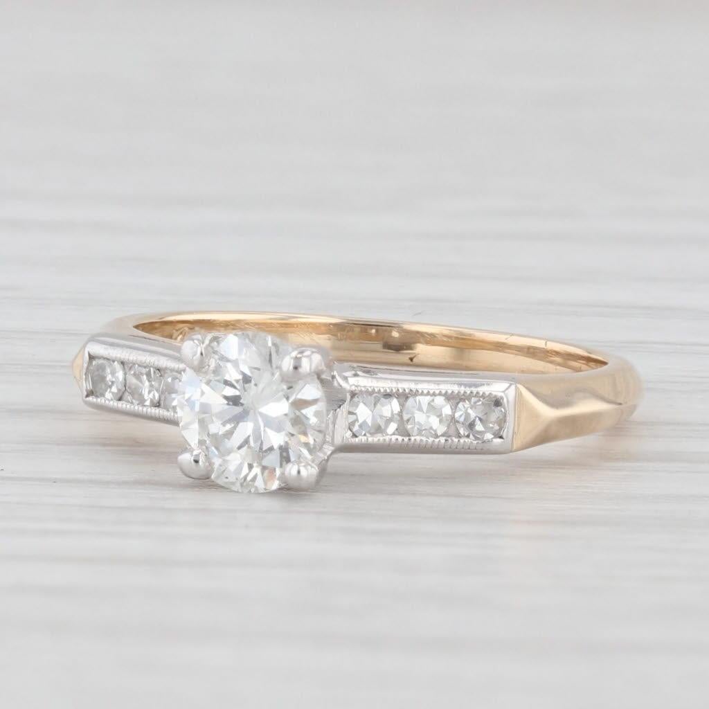 Women's or Men's Antique 0.62ctw Diamond Engagement Ring 14k Gold Size 5.5 For Sale