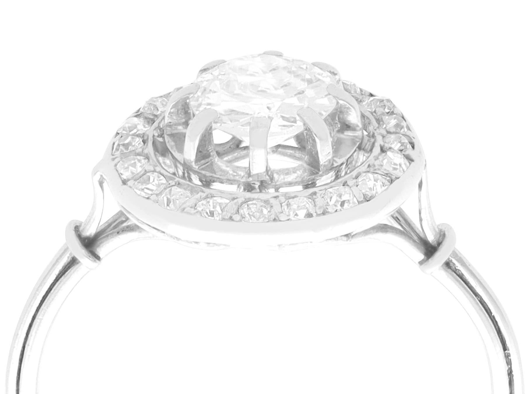 A fine and impressive antique Art Deco 0.72 carat diamond and platinum cluster ring; part of our diverse antique jewelry and estate jewelry collections.

This fine and impressive diamond Art Deco ring has been crafted in platinum.

The millegrain