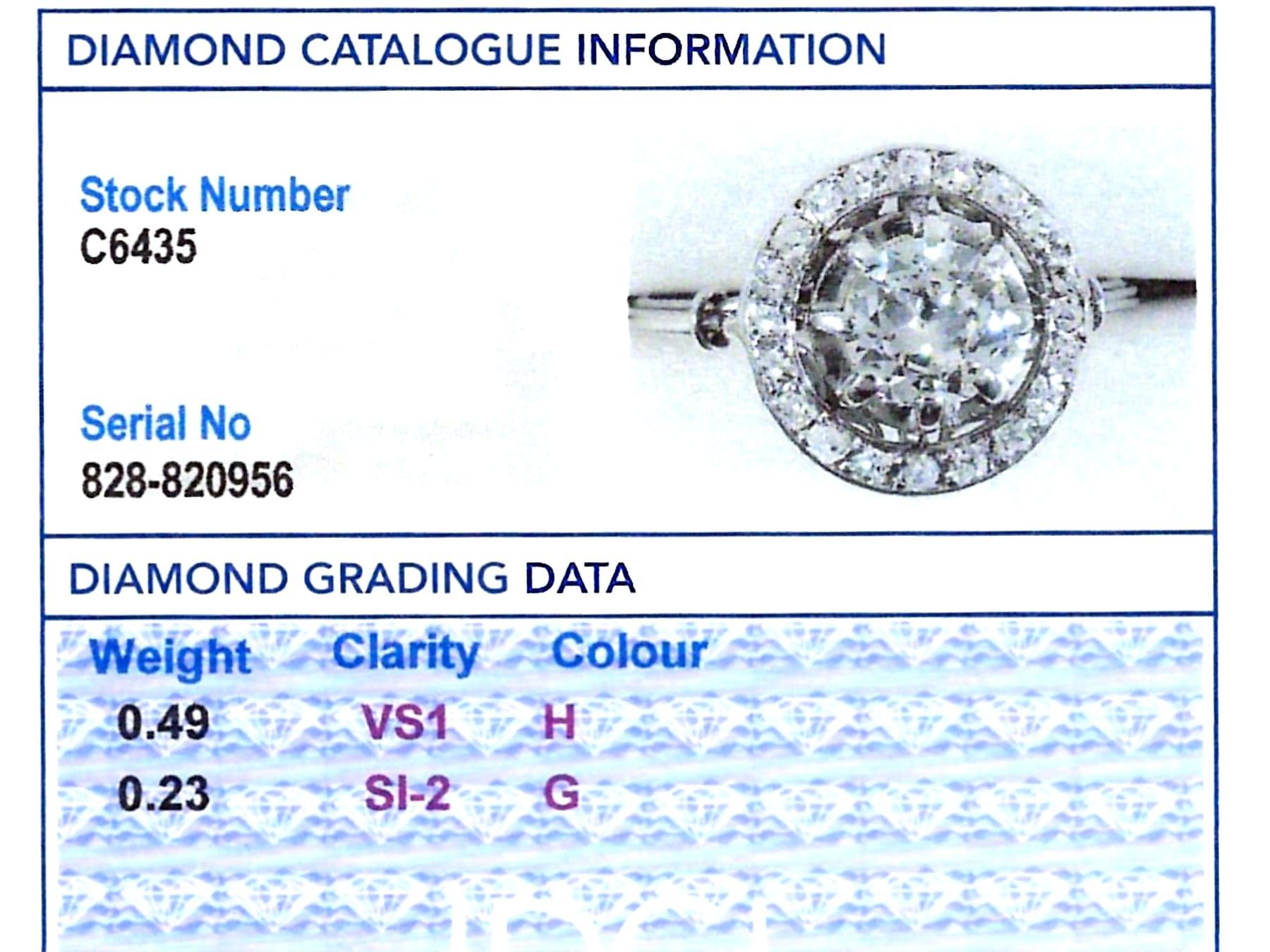 Antique 0.63 Carat Diamond and Platinum Cluster Ring For Sale 3