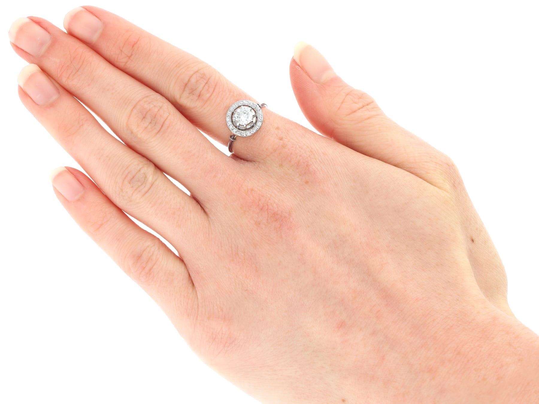 Women's or Men's Antique 0.63 Carat Diamond and Platinum Cluster Ring For Sale