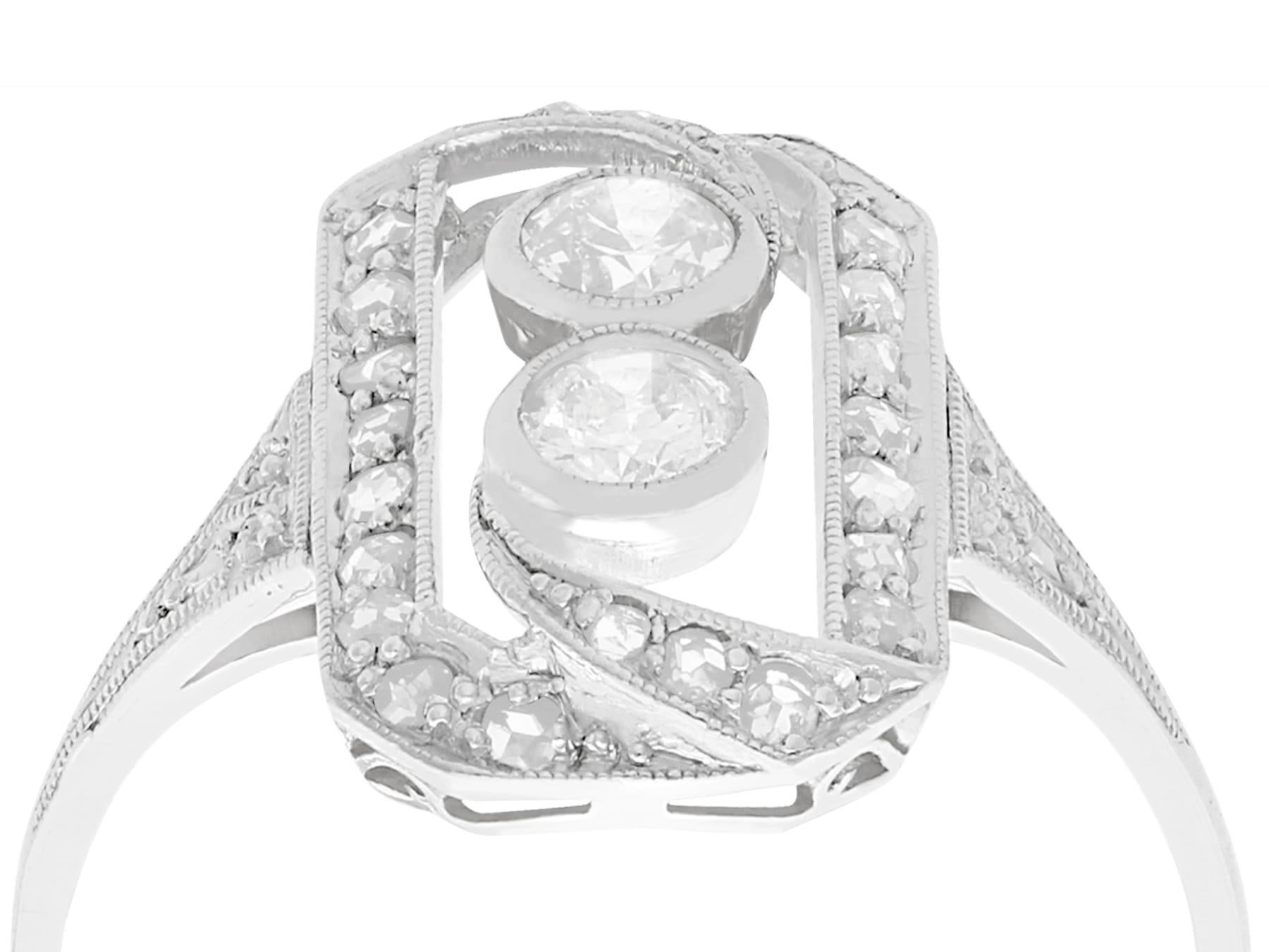 An impressive antique 0.63 carat diamond and 18 carat white gold dress ring; part of our diverse antique jewellery and estate jewelry collections.

This fine and impressive diamond cocktail ring has been crafted in 18 ct white gold.

The pierced