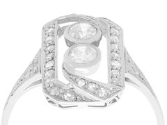 Antique 0.63Ct Diamond and 18k White Gold Cocktail Ring