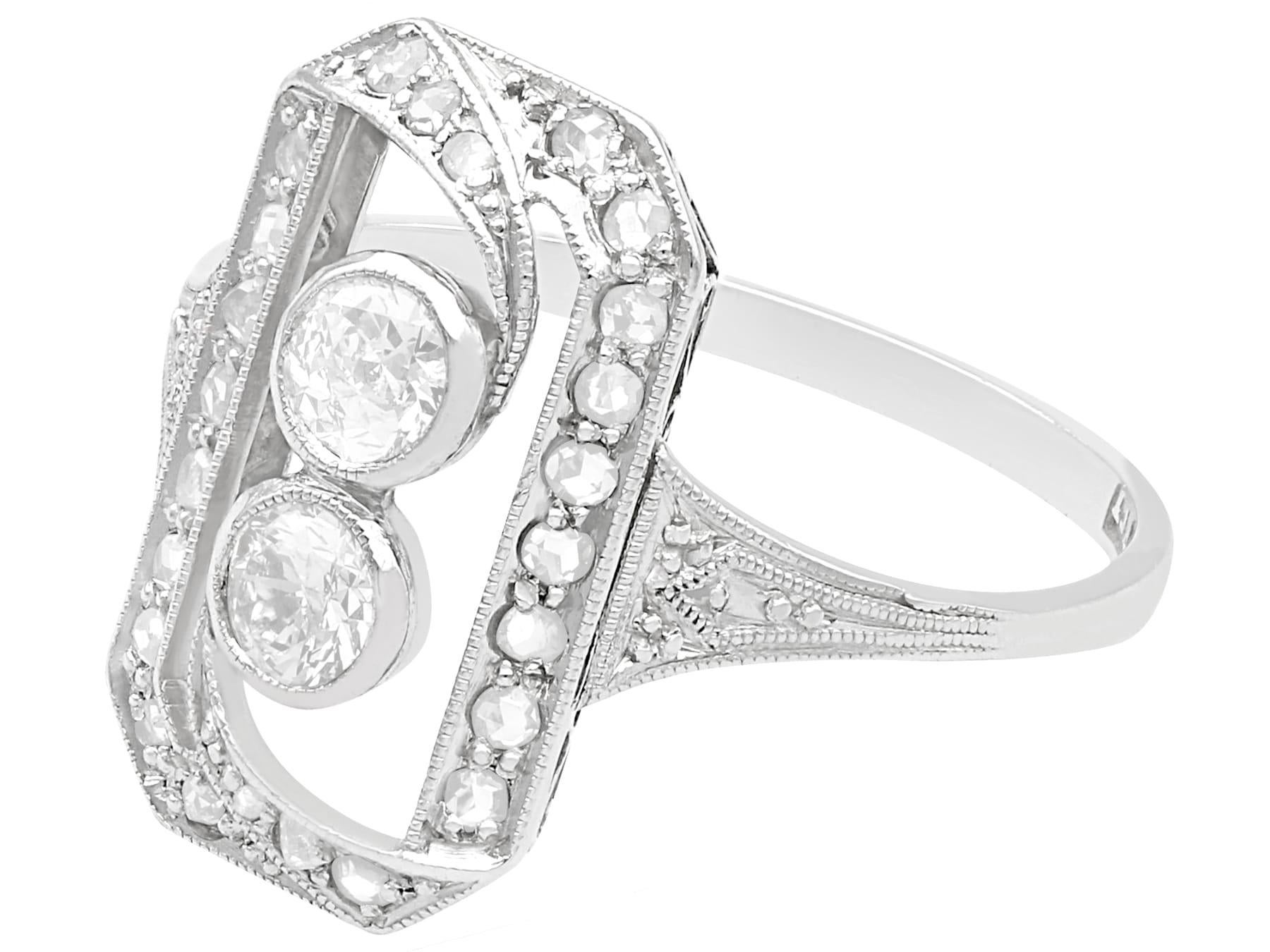 Round Cut Antique 0.63Ct Diamond and 18k White Gold Dress Ring For Sale