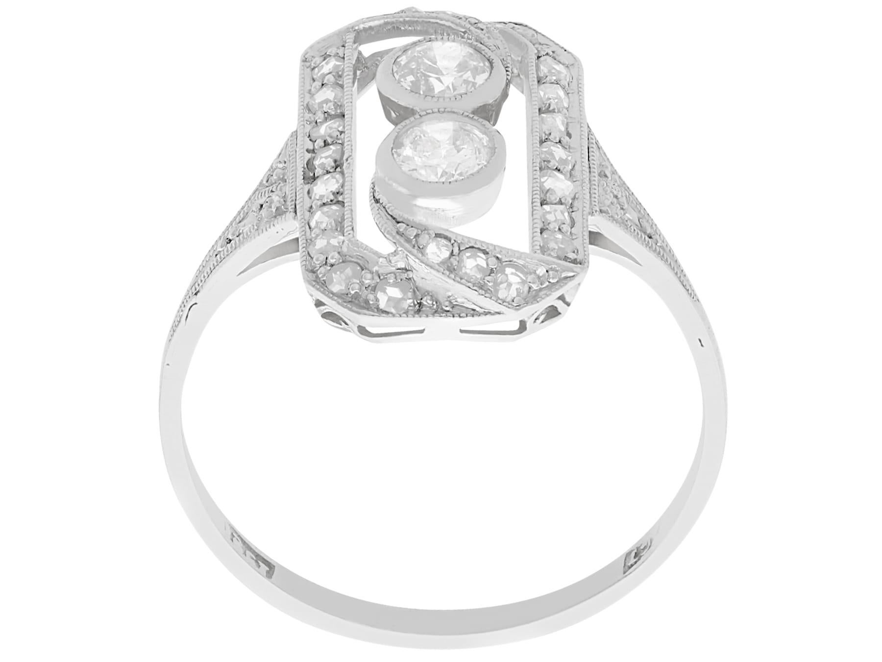 Women's or Men's Antique 0.63Ct Diamond and 18k White Gold Dress Ring For Sale