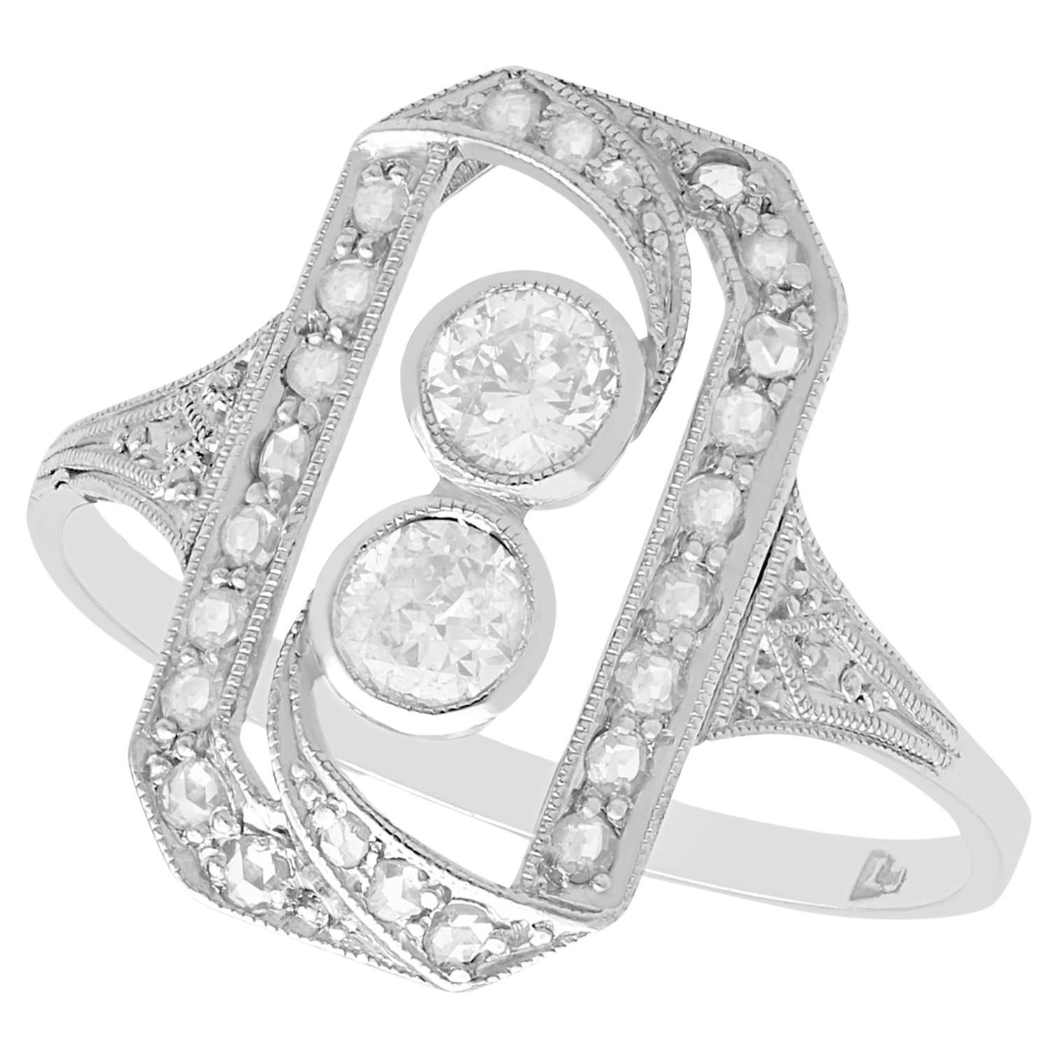 Antique 0.63Ct Diamond and 18k White Gold Dress Ring For Sale