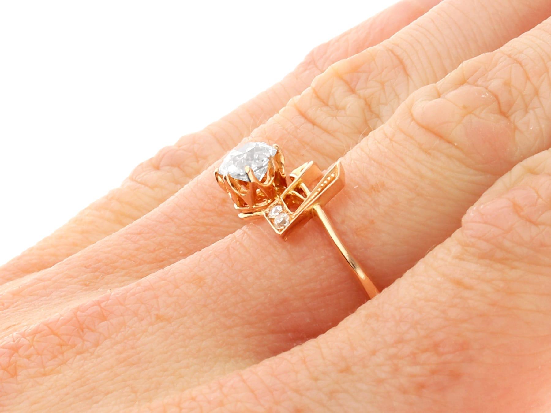 Antique 0.64 Carat Diamond and 14 Karat Rose Gold Dress Ring For Sale 3