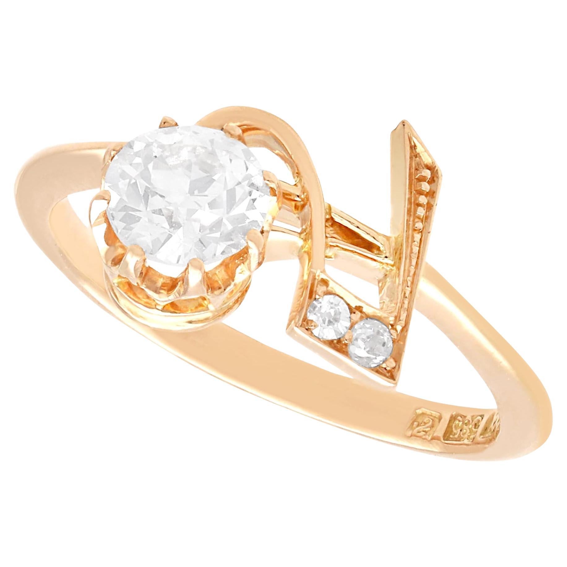 Antique 0.64 Carat Diamond and 14 Karat Rose Gold Dress Ring