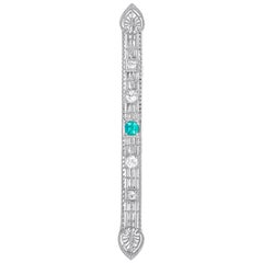Antique 0.65 Carat Natural Colombian Emerald Diamond Pin for Her