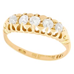 Antique 0.65ct Diamond and 18k Yellow Gold Cocktail Ring, 1901 England