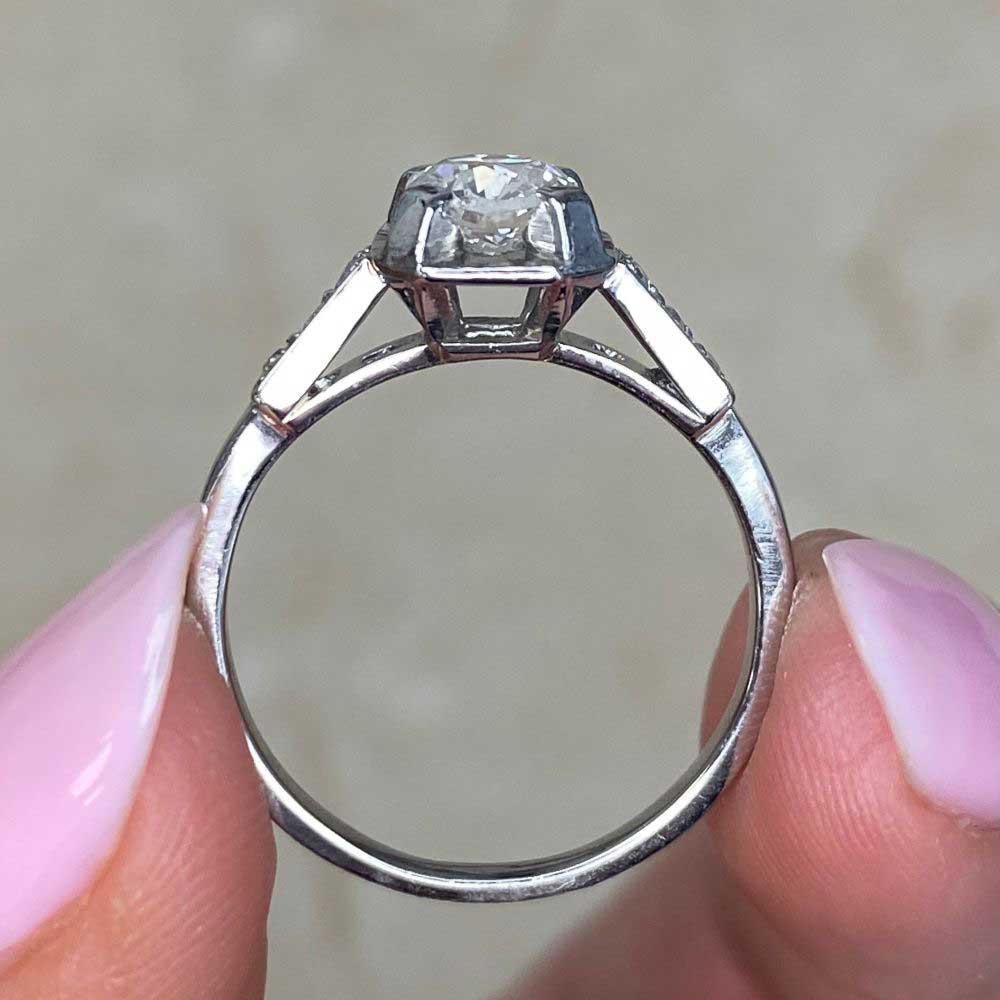 Antique 0.65ct Old European Cut Diamond Engagement Ring, Platinum, Circa 1930 For Sale 6