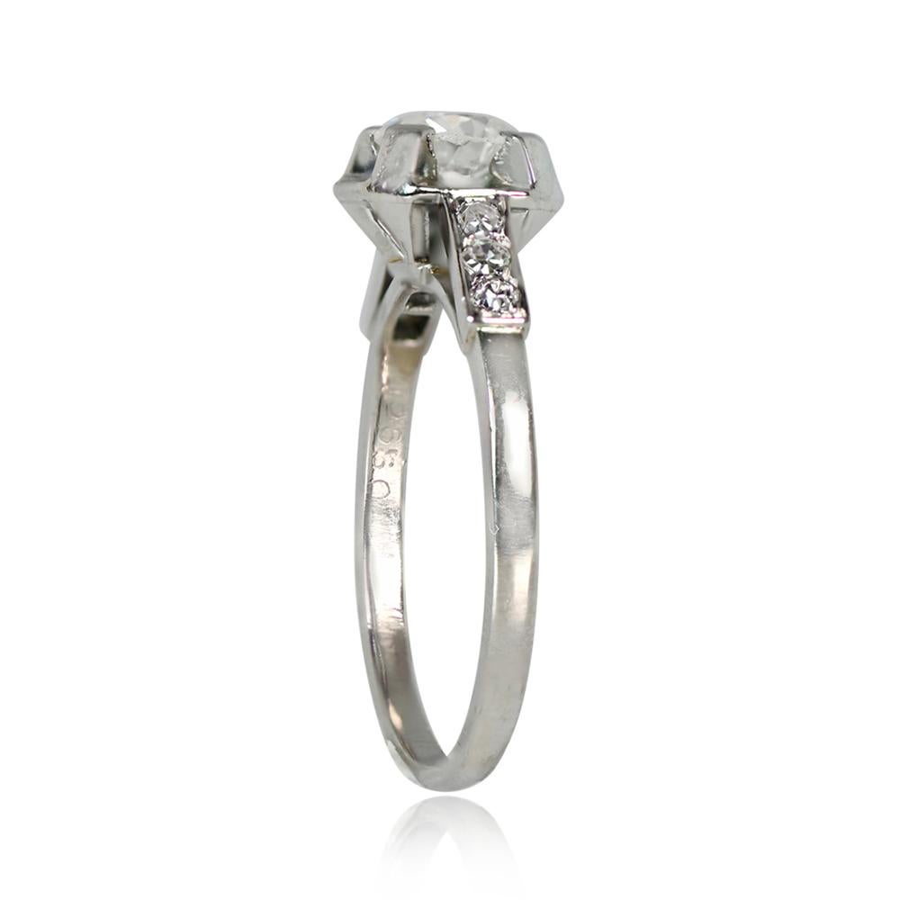Art Deco Antique 0.65ct Old European Cut Diamond Engagement Ring, Platinum, Circa 1930 For Sale