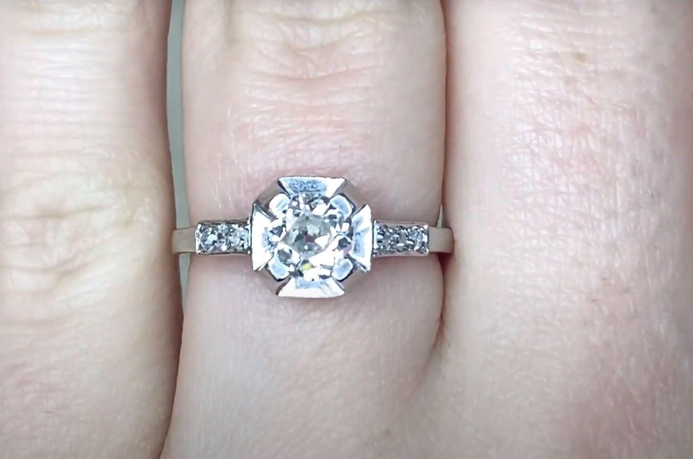 Women's Antique 0.65ct Old European Cut Diamond Engagement Ring, Platinum, Circa 1930 For Sale