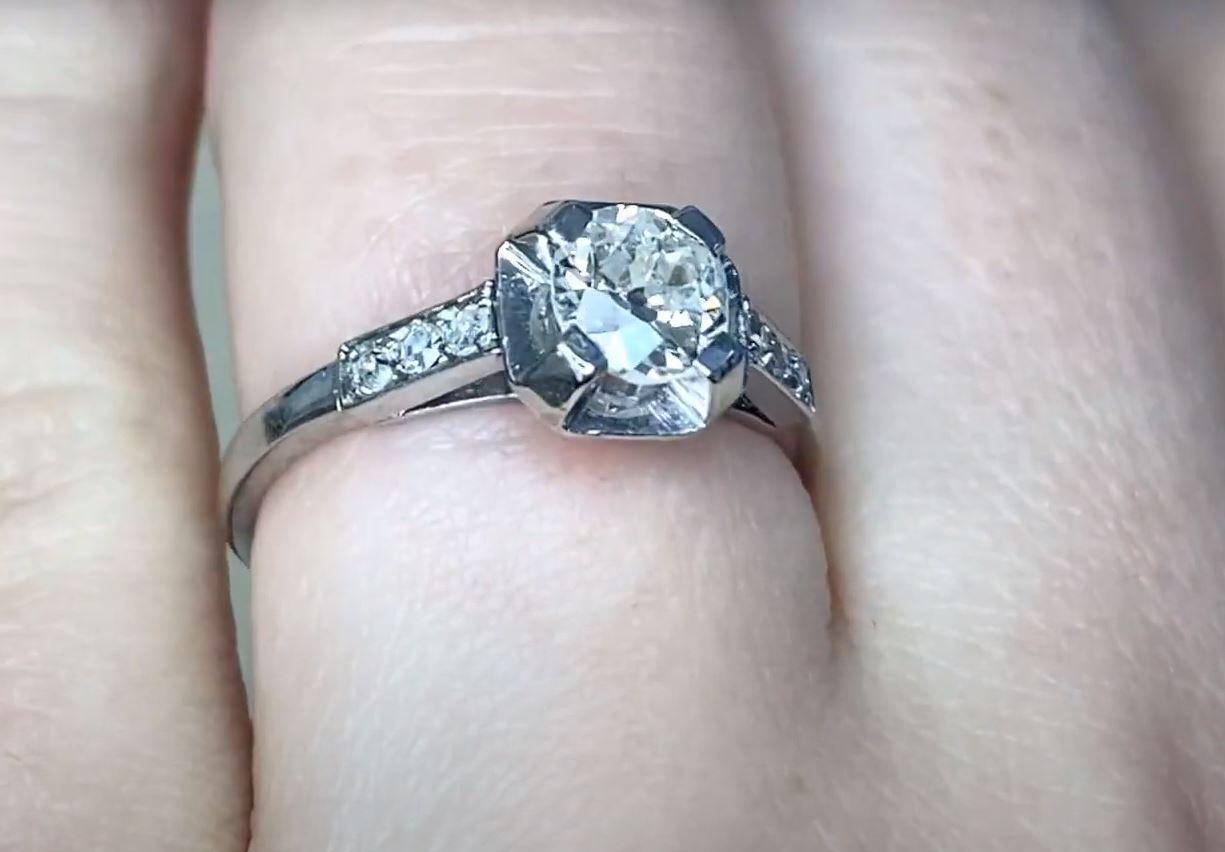 Antique 0.65ct Old European Cut Diamond Engagement Ring, Platinum, Circa 1930 For Sale 1