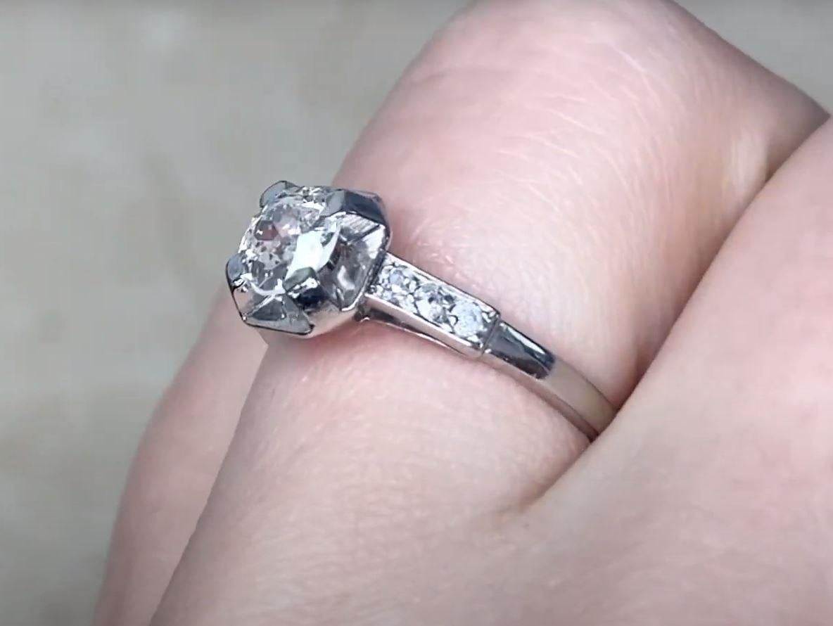Antique 0.65ct Old European Cut Diamond Engagement Ring, Platinum, Circa 1930 For Sale 2
