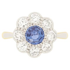 Antique 0.65ct Sapphire and Diamond Cluster Ring, c.1920s