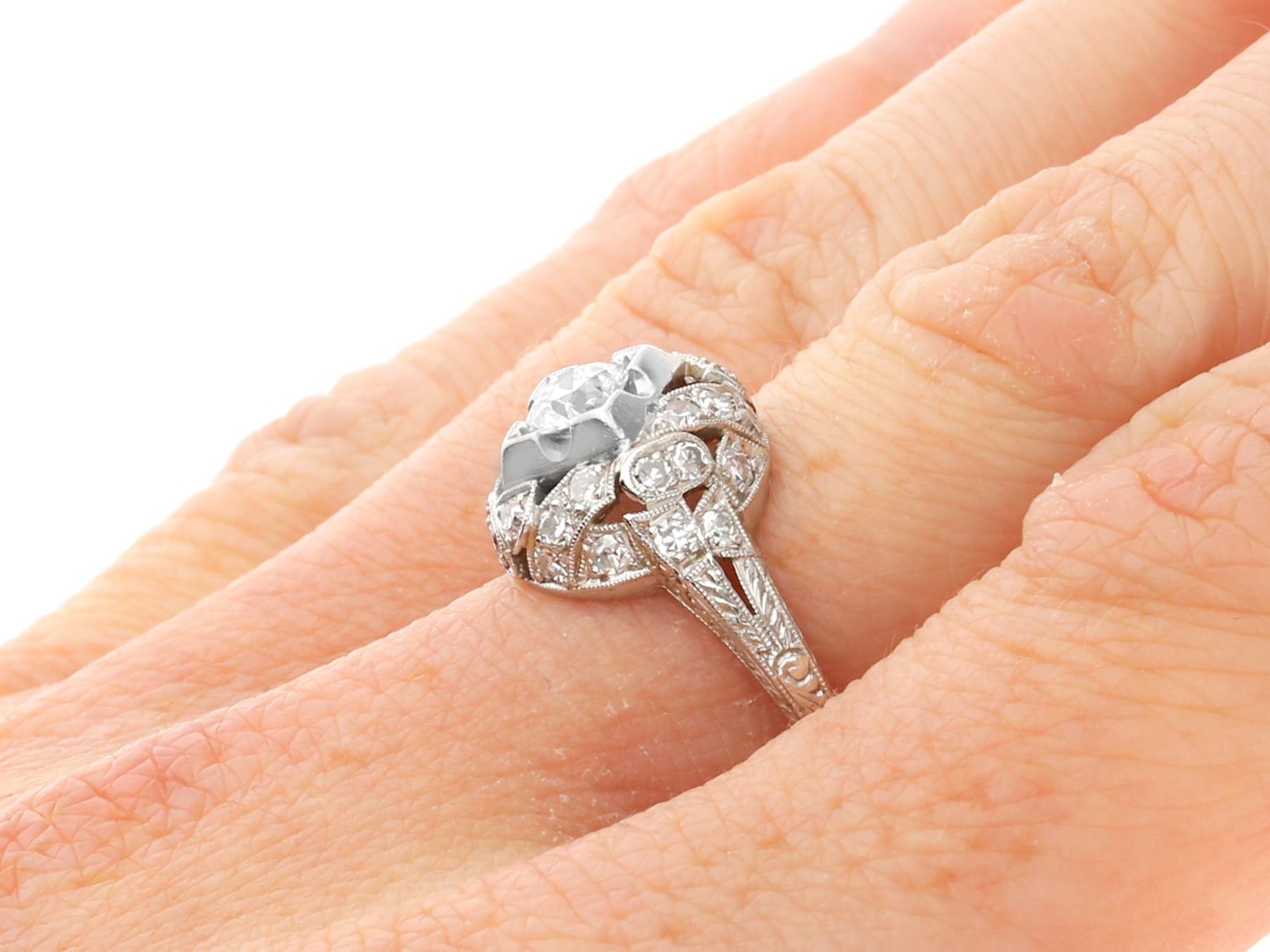 Women's or Men's Antique 0.68 Carat Diamond and Platinum Dress Ring For Sale
