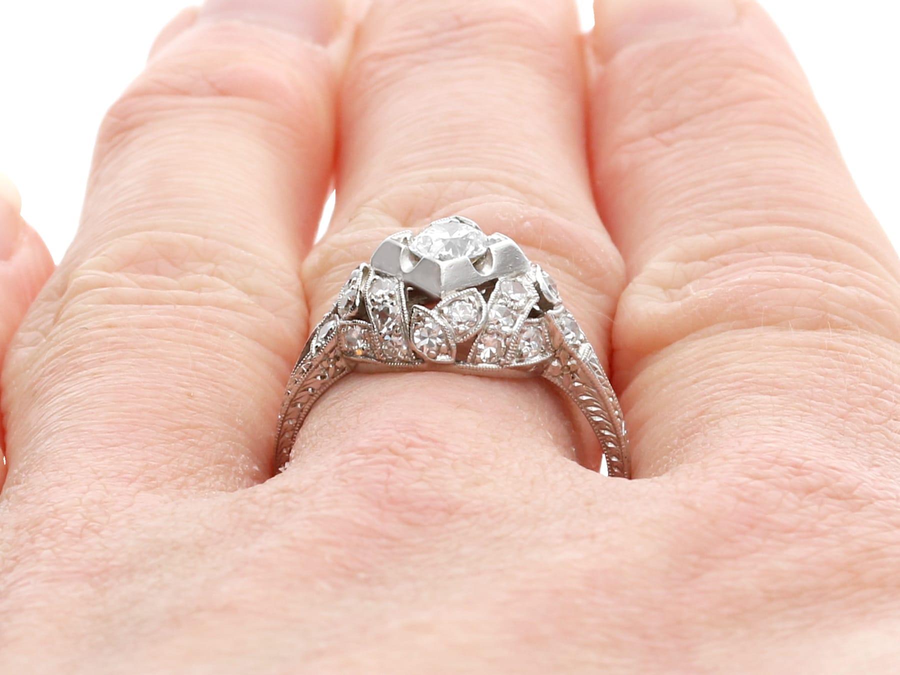 Antique 0.68 Carat Diamond and Platinum Dress Ring For Sale 1