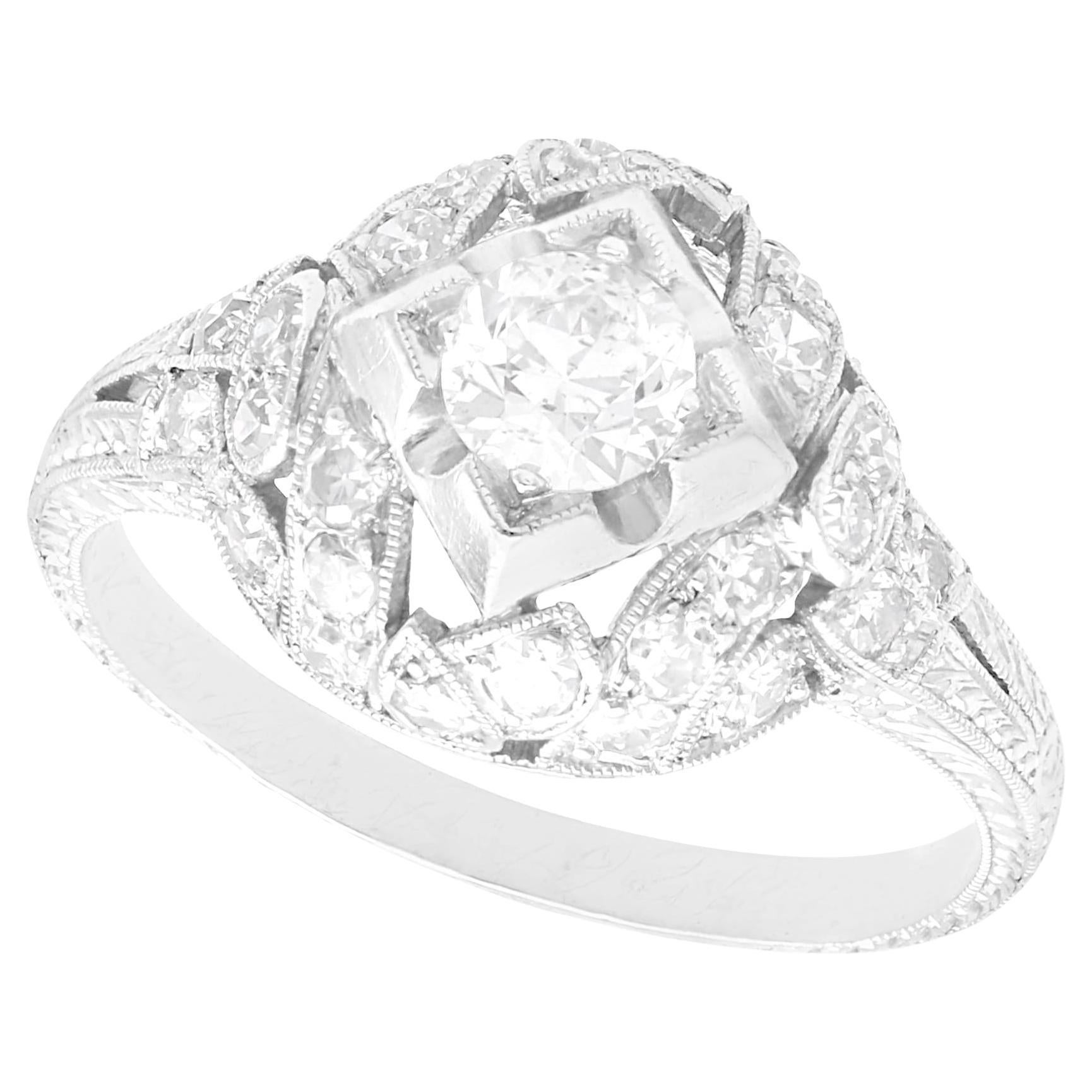 Antique 0.68 Carat Diamond and Platinum Dress Ring For Sale