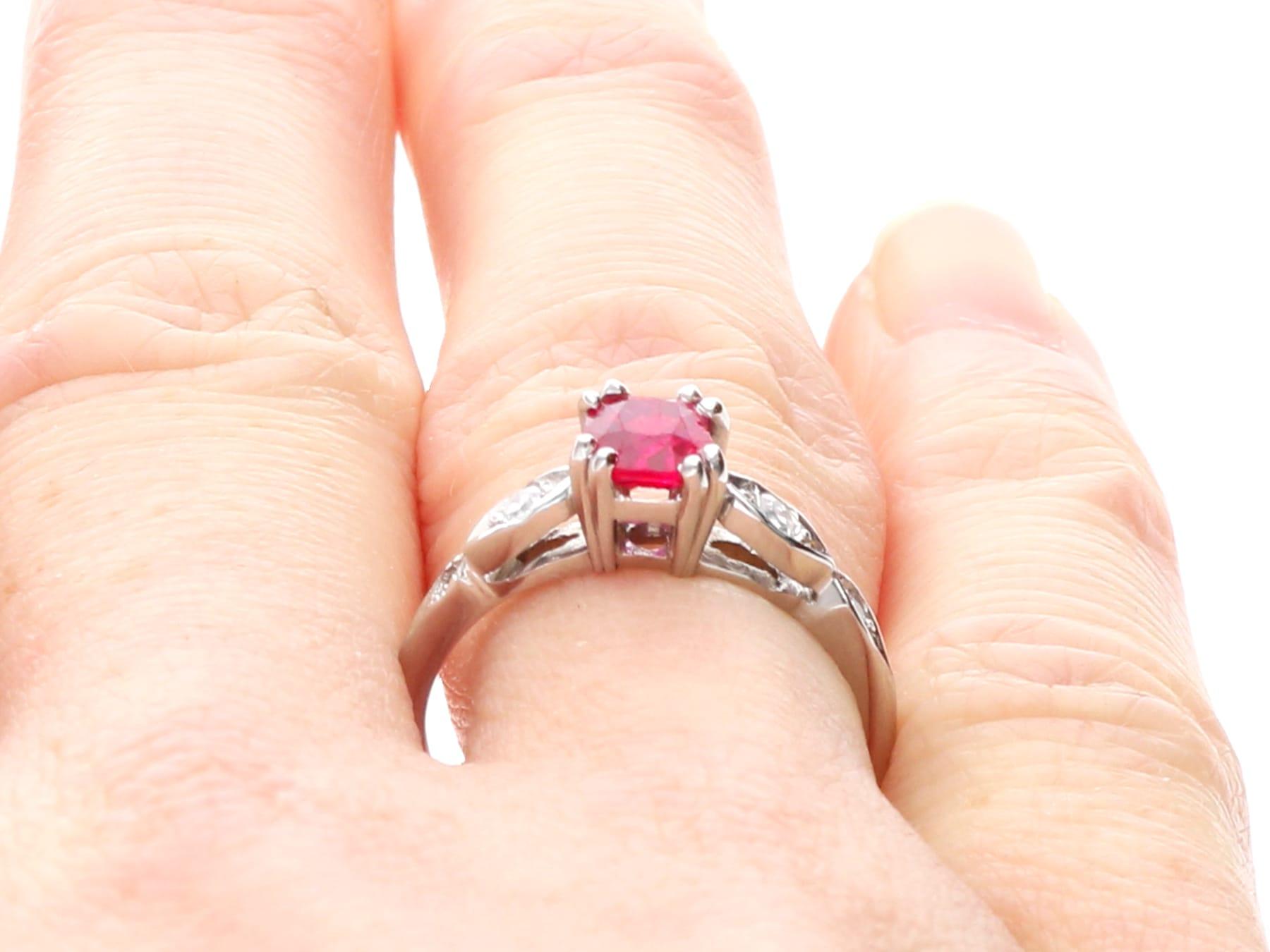 Antique 0.70 Carat Burmese Ruby and Diamond, Platinum Ring Circa 1915 For Sale 7