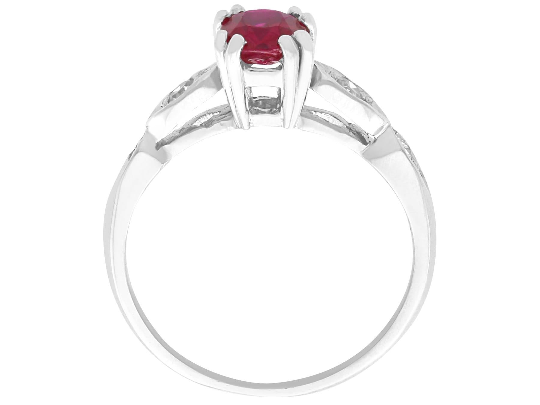 Antique 0.70 Carat Burmese Ruby and Diamond, Platinum Ring Circa 1915 For Sale 2